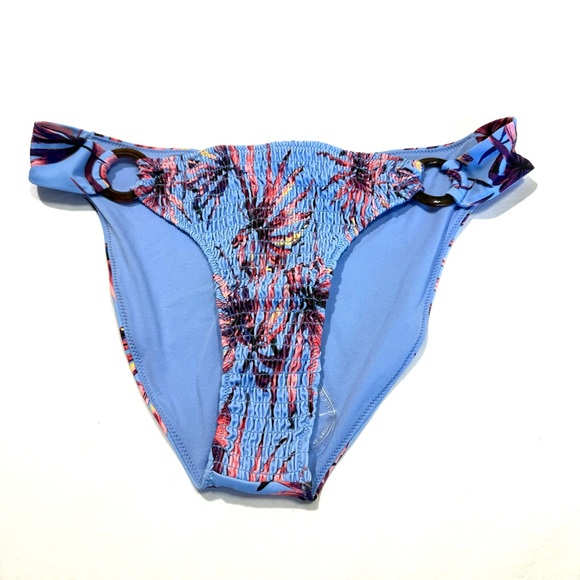 Jessica Simpson Palmy Days Smocked O-ring Bikini Top Bottom L/M Lilac Palm Tree - Picture 10 of 14